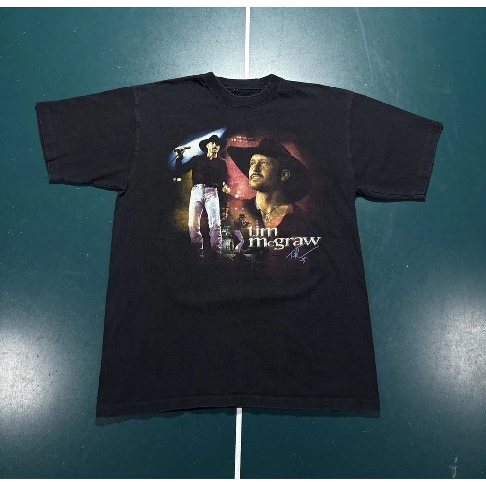 Vintage Tim McGraw‎ T Shirt Mens Medium Black 90s Country Music Made in USA Tee
